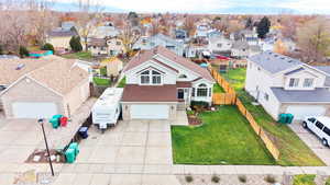 Aerial perspective of suburban area