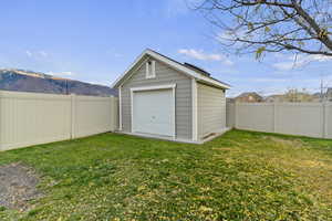 Garage with a storage shed