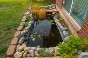 Exterior view of a garden pond