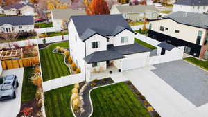 Aerial perspective of suburban area