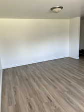 Unfurnished room featuring dark wood-type flooring
