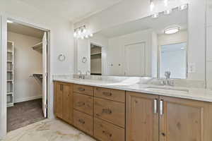 Master bath with walk-in shower upgraded quartz countertops