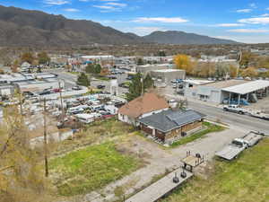 Drone / aerial view of a mountain backdrop