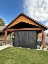 Heated Patio with shade cover.