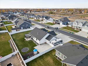 Aerial perspective of suburban area