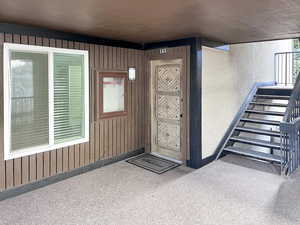 Spacious covered exterior entry