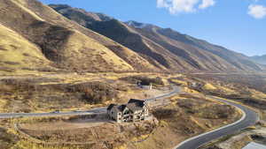Aerial view of mountain background