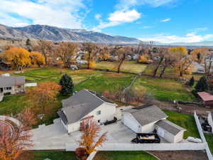 View from above of property with mountains