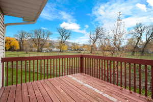 Deck featuring a fenced backyard