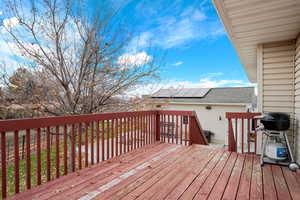 Wooden deck with area for grilling