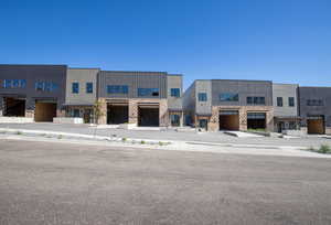 Modern home with stone siding
