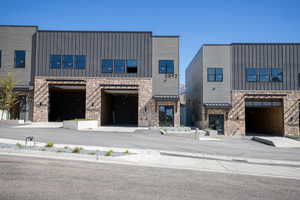 Contemporary home with board and batten siding