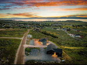 Aerial view at dusk of a water view