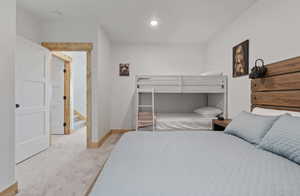 Bedroom with carpet and recessed lighting