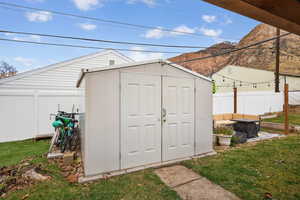View of backyard shed