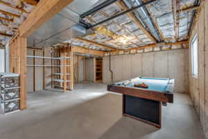 Below grade area with billiards table