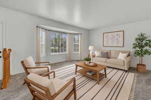 VIRTUALLY STAGED Living room featuring carpet floors
