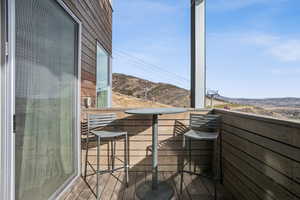 Balcony with a mountain view