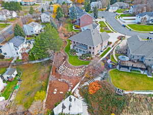 Aerial perspective of suburban area