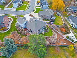 Aerial overview of property's location with nearby suburban area