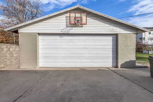 View of detached garage