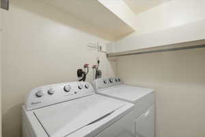 Washroom with washer and dryer