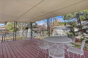 Wooden deck with outdoor dining area
