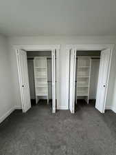 Primary Unfurnished bedroom with multiple closets and carpet
