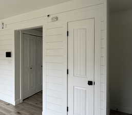 Detailed view of board and batten walls