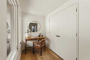Home office featuring light wood finished floors
