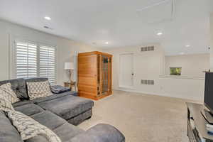 Second Level Family room featuring recessed lighting and carpet floors