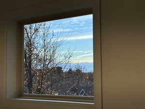 Window by entryway chandelier - Fall