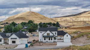 View from above of property featuring mountains
