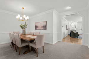 Dining room flows into kitchen/family area