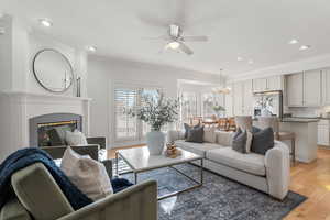 Cozy family room space next to kitchen