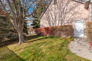 Door to garage and private backyard