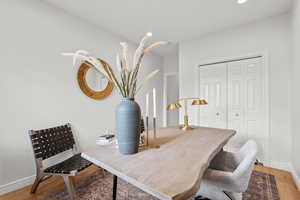 Office has pocket door for added privacy