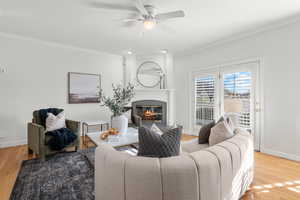 Family room has access to deck