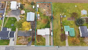 Aerial view of property's location featuring property parcel outlined