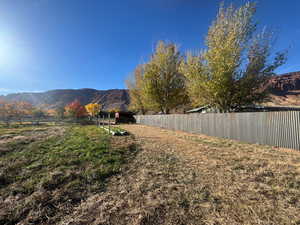 View of yard with a mountain view and a rural view