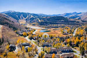 Aerial view of a mountain backdrop