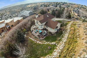 Aerial perspective of suburban area