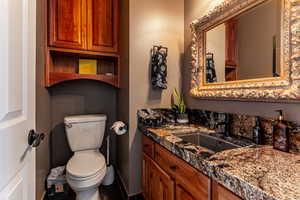 Bathroom with vanity and toilet