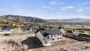 View of mountain background with nearby suburban area