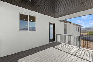 Deck featuring a mountain view