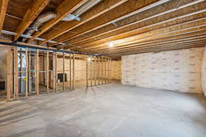 Unfinished below grade area with heating unit