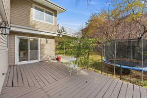 Deck with a trampoline