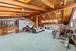 Upper Bonus Room – Music StudioHuge vaulted room w/ skylights, with a fireplace