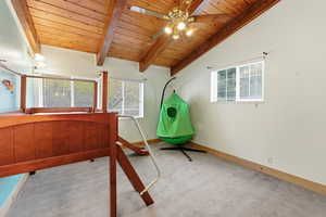 Carpeted bedroom #3  Playful space w/ loft bed & slide.