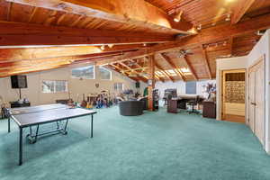 Upper Bonus Room – Music StudioHuge vaulted room w/ skylights, with a fireplace